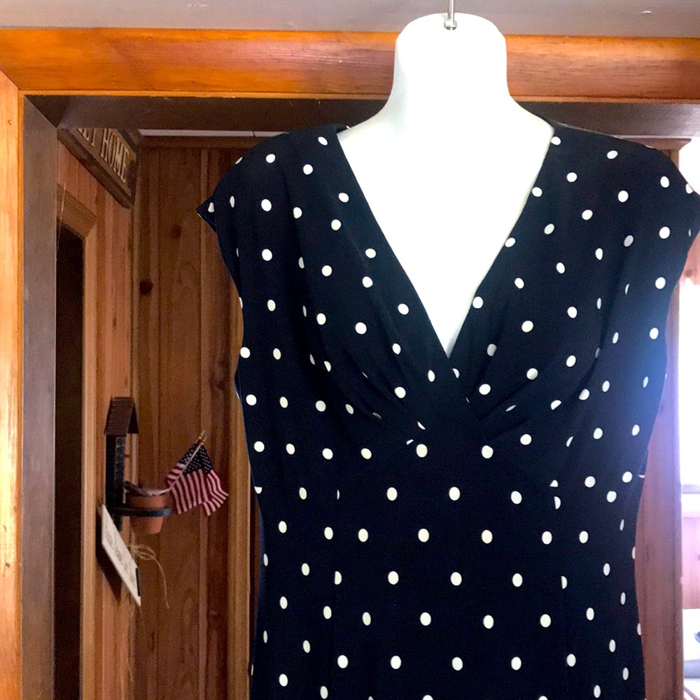 Jones New York Navy Polka Dot & Paisley Midi Dress